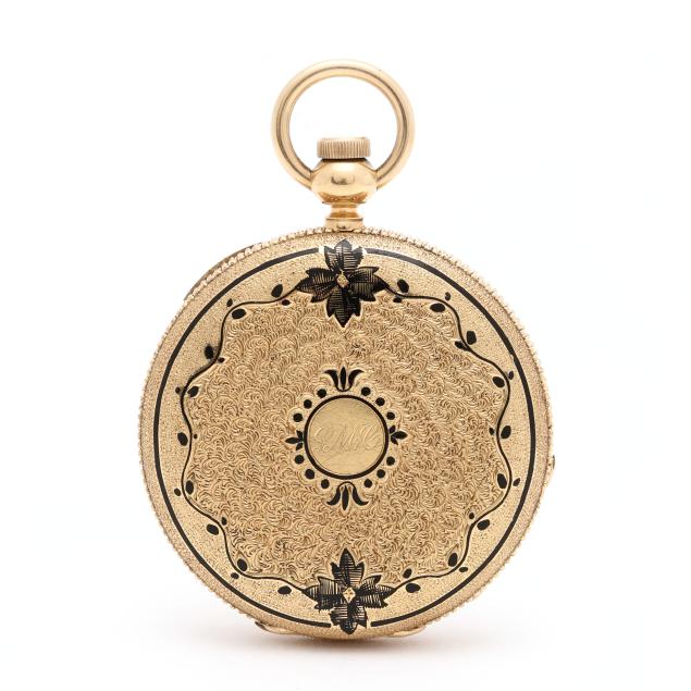 antique-gold-and-enamel-hunter-case-pocket-watch-american-watch-co