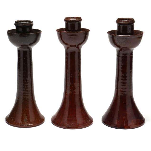 ben-owen-master-potter-seagrove-nc-1905-1983-three-candlesticks