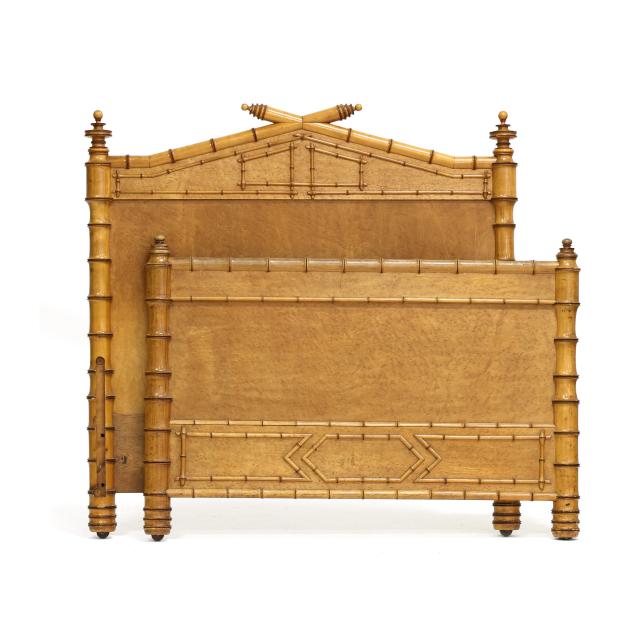 antique-english-faux-bamboo-birdseye-maple-bed