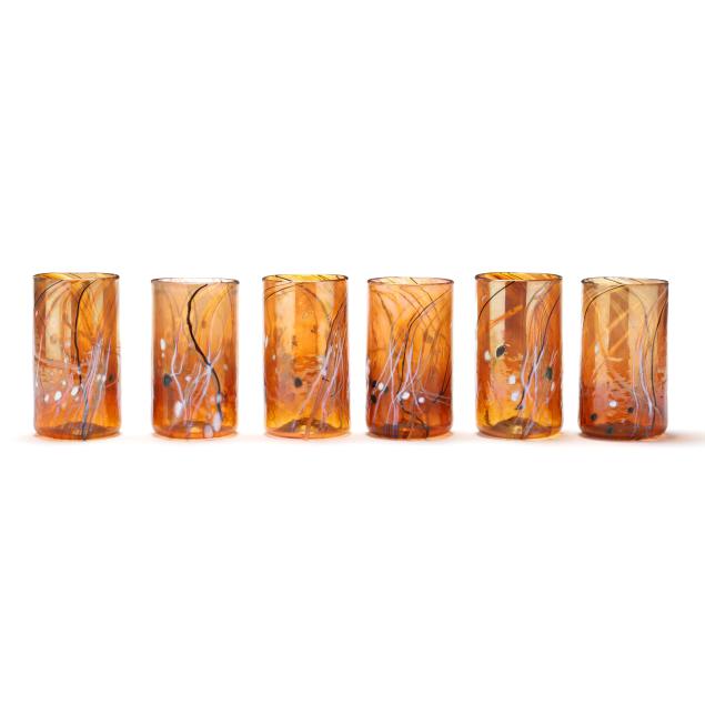 tom-philabaum-american-b-1947-set-of-six-art-glasses