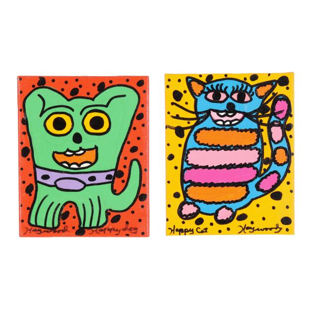 geri-haywood-american-b-1940-i-happy-cat-happy-dog-i-two-works