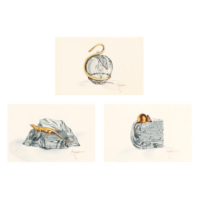 asbell-american-20th-century-three-framed-illustrations-for-steuben-glass