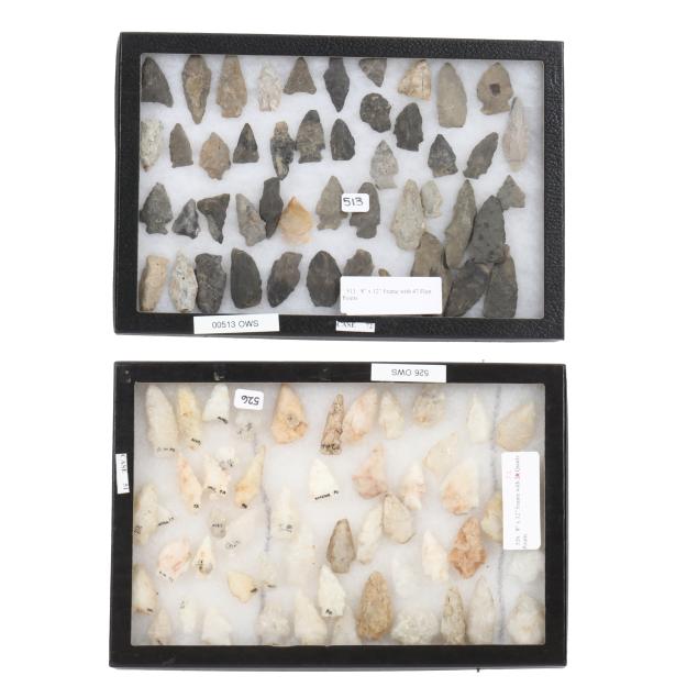 two-trays-of-small-points-one-for-quartzite-and-one-for-flint