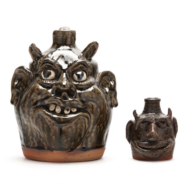 meaders-family-two-georgia-folk-pottery-devil-face-jugs