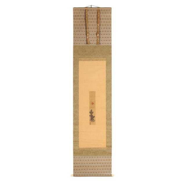 a-japanese-hanging-scroll-painting-on-silk-of-pine-trees