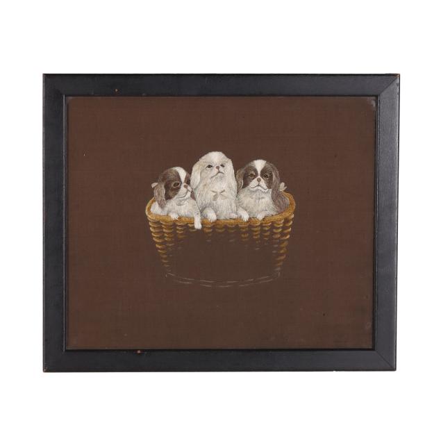 a-chinese-suzhou-embroidered-panel-of-dogs-in-a-basket