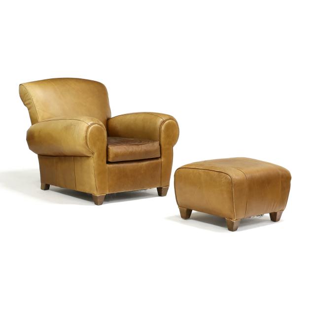 mitchell-gold-co-leather-club-chair-and-ottoman