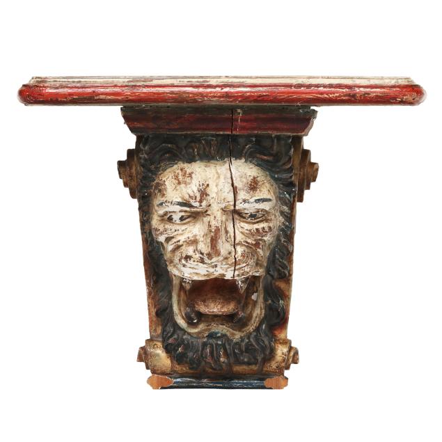 continental-carved-and-polychrome-wood-lion-wall-bracket