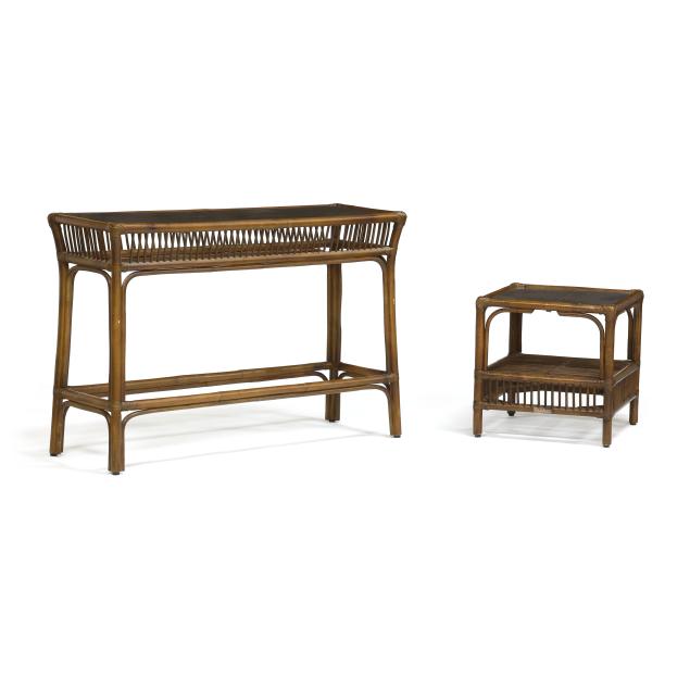 panama-jack-rattan-and-glass-console-table-and-side-table