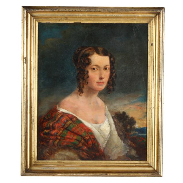 scottish-school-mid-19th-century-portrait-of-a-lady-with-a-tartan-shawl