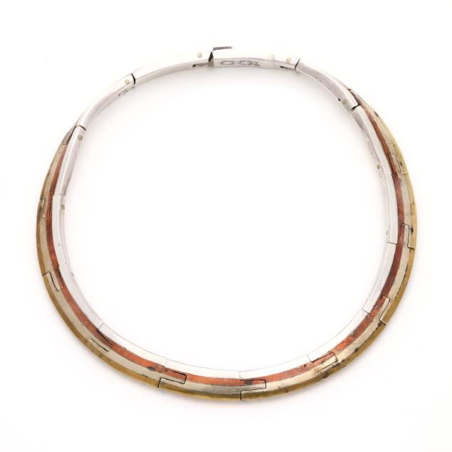 tri-color-sterling-silver-collar-necklace-los-castillo