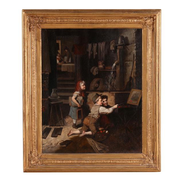 after-francesco-bergamini-italian-1815-1883-i-mischief-in-the-studio-i