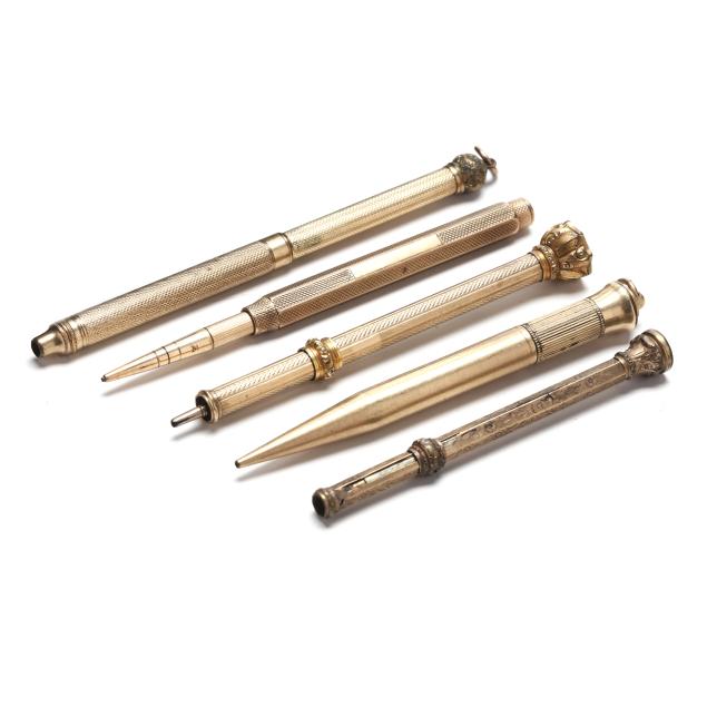 seven-fine-writing-instruments-including-a-9k-gold-samson-mordan