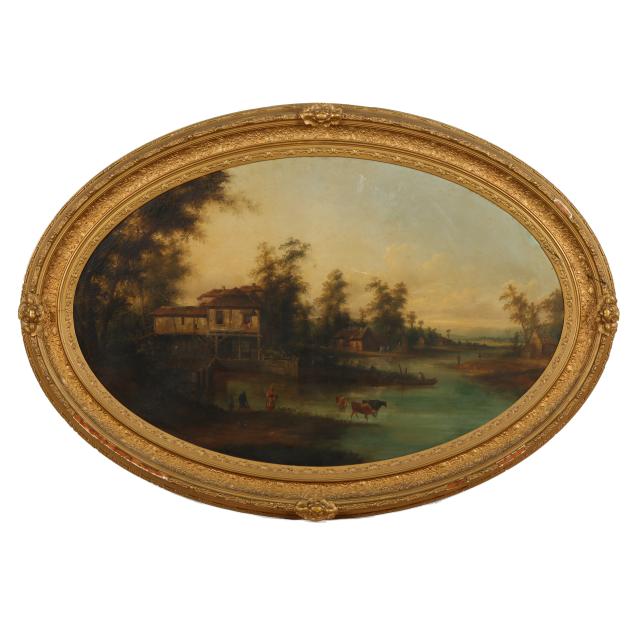 continental-school-19th-century-large-oval-pastoral-landscape-with-cows