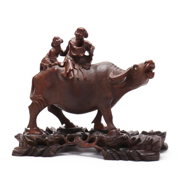 a-chinese-carved-water-buffalo-with-figures-and-stand