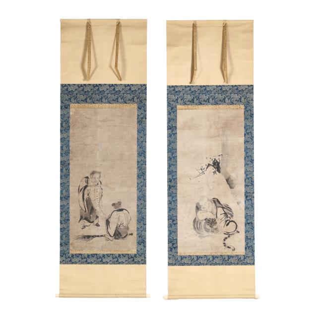 attributed-to-kano-tsunenobu-1636-1713-i-bukkan-and-his-tiger-i-and-i-kanzhan-and-jittoku-i