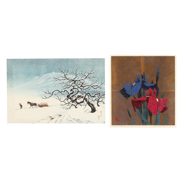 kazutoshi-sugiura-japanese-b-1938-i-iris-no-15-i-and-takashi-ito-japanese-1894-1982-i-snow-in-apple-orchard-i