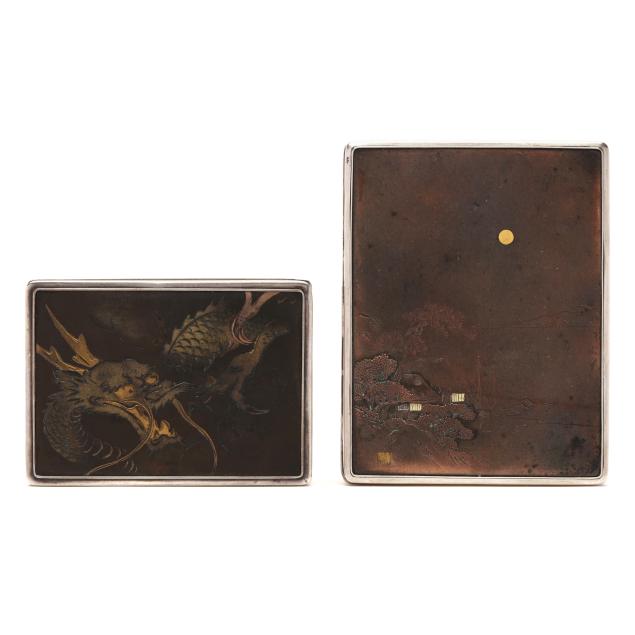 two-japanese-i-shakudo-i-mixed-metal-silver-and-rosewood-boxes