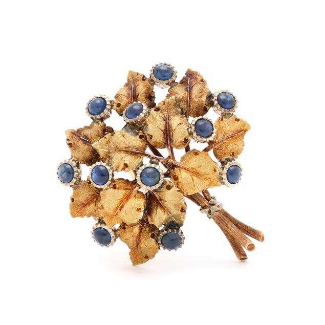 vintage-gold-and-sapphire-floral-motif-brooch-buccellati
