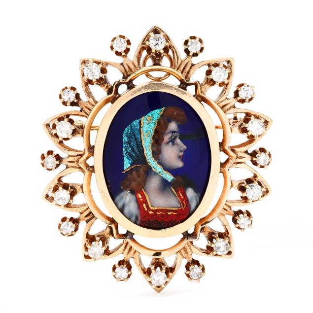 vintage-enamel-portrait-brooch-in-gold-and-diamond-surround-france