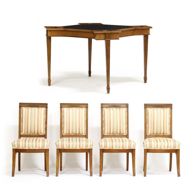 vintage-neoclassical-style-mahogany-game-table-and-chairs