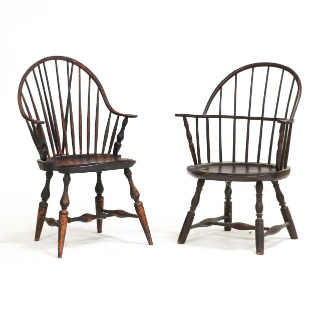 two-painted-windsor-armchairs