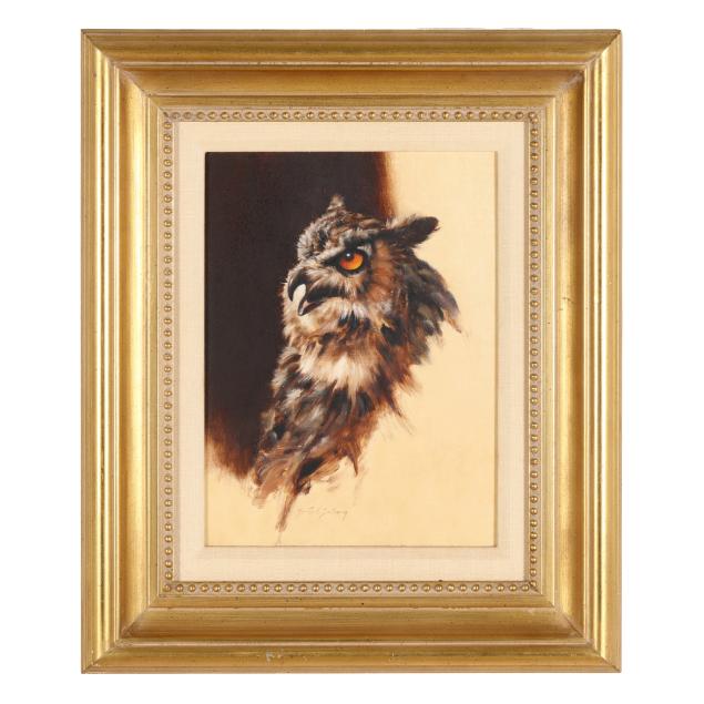 morten-solberg-american-1935-2022-i-great-horned-owl-study-i
