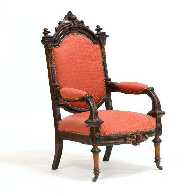 renaissance-revival-ebonized-walnut-library-chair