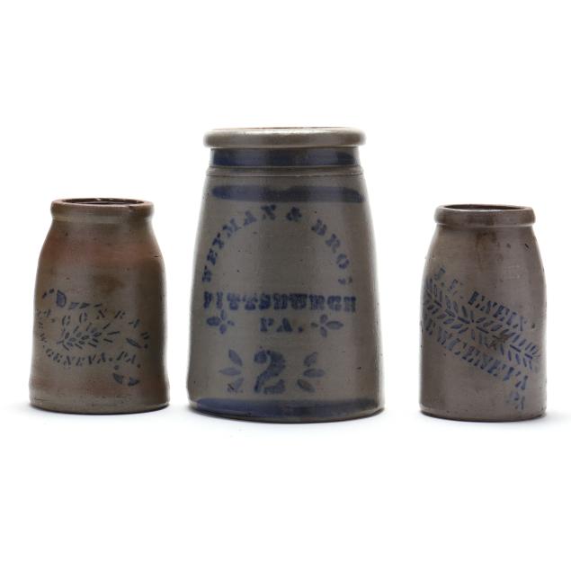 three-pieces-of-pennsylvania-cobalt-stenciled-stoneware