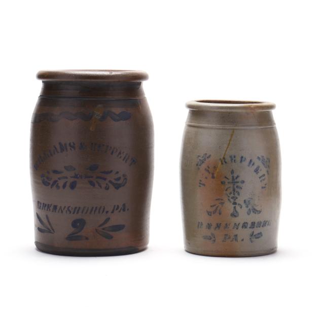 two-greensboro-pennsylvania-stoneware-crocks