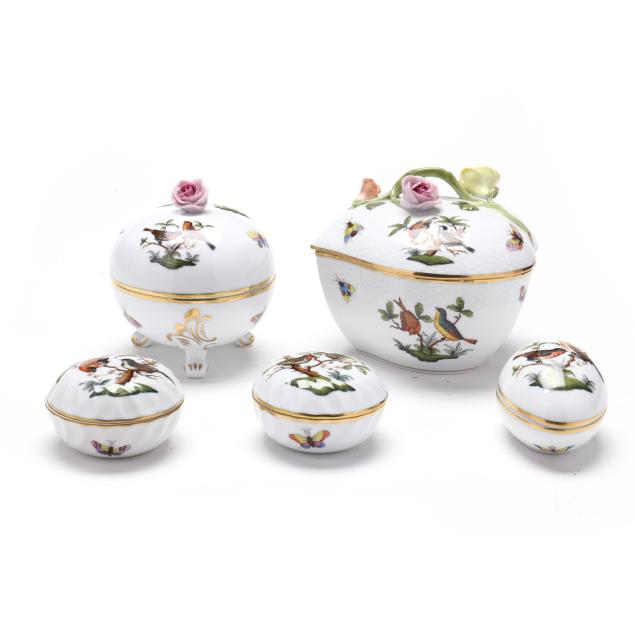 set-of-five-herend-i-rothschild-bird-i-covered-porcelain-boxes