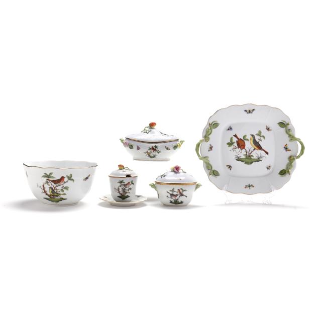 five-pieces-of-herend-i-rothschild-bird-i-servingware