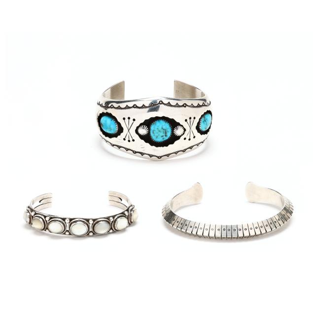 three-silver-southwestern-bangle-bracelets