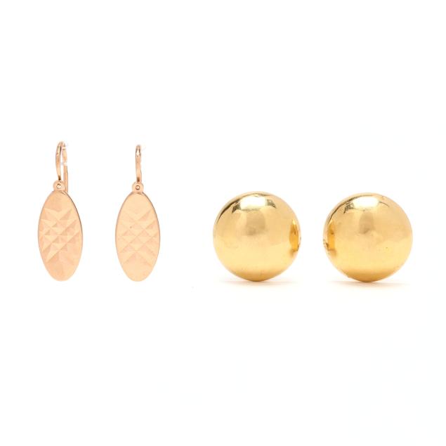 two-pairs-of-gold-earrings