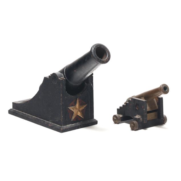 two-vintage-cast-iron-model-cannons