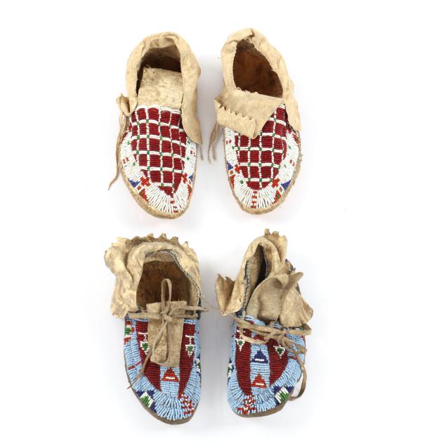 two-pair-of-sioux-beaded-moccasins-with-written-provenance
