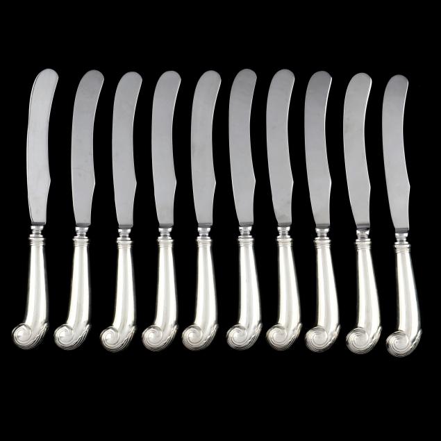 set-of-ten-kirk-stieff-i-williamsburg-shell-i-sterling-silver-pistol-knives