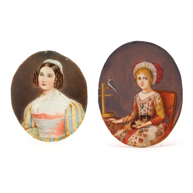 continental-school-19th-century-two-signed-miniature-portraits-of-ladies