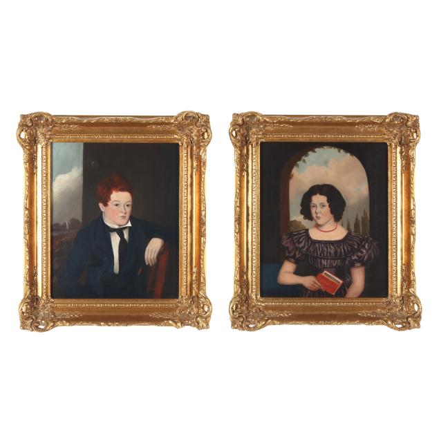 american-school-mid-19th-century-pair-of-portraits-a-young-lady-and-red-haired-gentleman