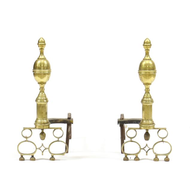 pair-of-chippendale-style-lemon-top-brass-andirons