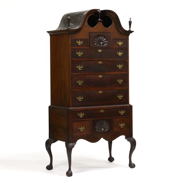 an-american-antique-chippendale-style-bonnet-top-mahogany-chest-on-stand