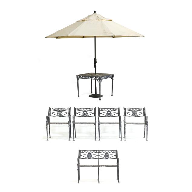 manner-of-kenneth-lynch-dolphin-and-star-pattern-aluminum-patio-ensemble