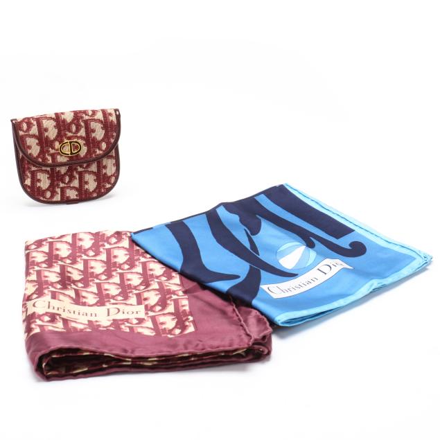 two-silk-scarves-and-a-coin-purse-christian-dior
