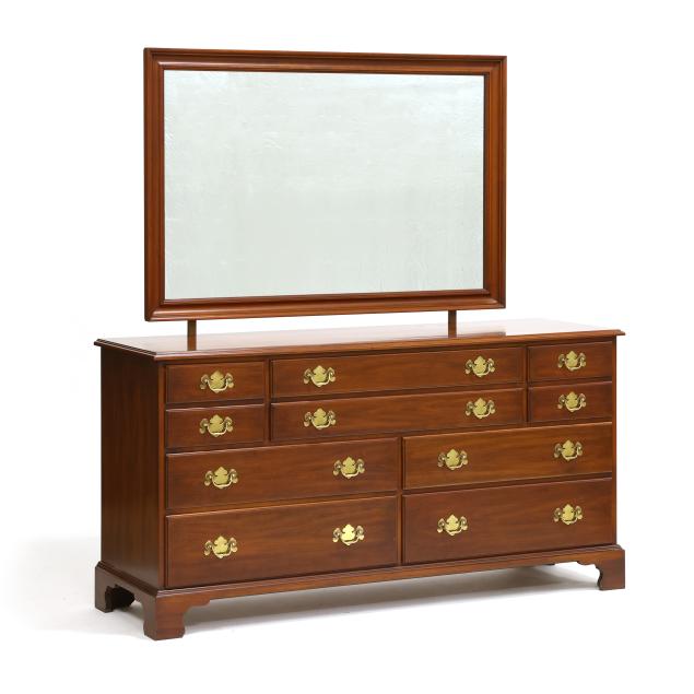 henkel-harris-chippendale-style-cherry-dresser-and-mirror
