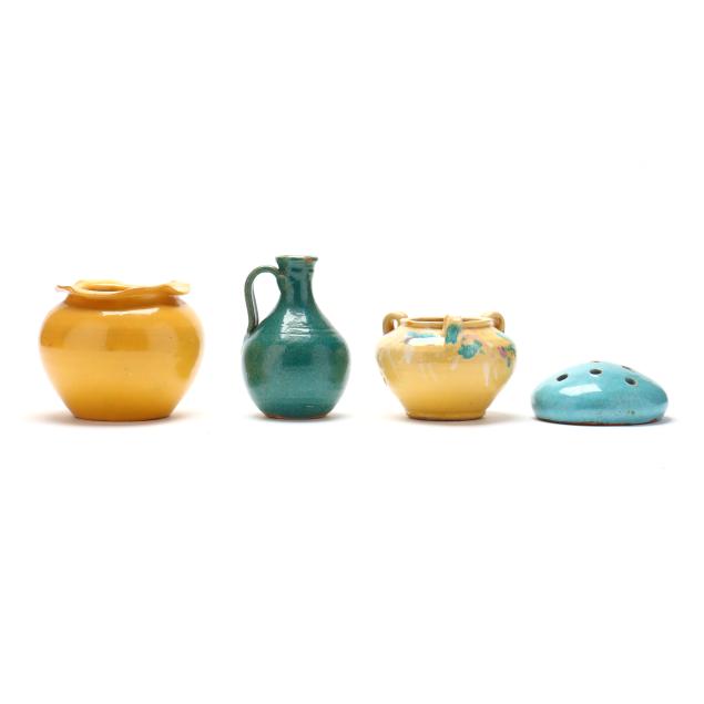 a-r-cole-rainbow-pottery-nc-1926-1941-four-pottery-vessels