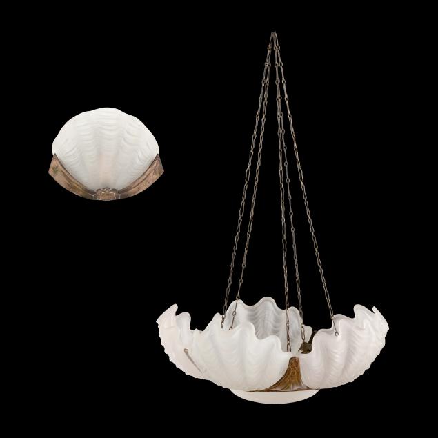 art-deco-silverplate-and-glass-grotto-style-chandelier-and-sconce