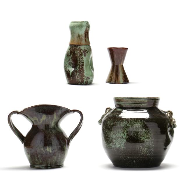 attributed-and-signed-a-r-cole-pottery-sanford-nc-five-pottery-pieces
