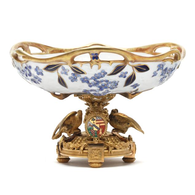 gilt-porcelain-centerpiece-bowl-with-an-ormolu-heraldic-pedestal