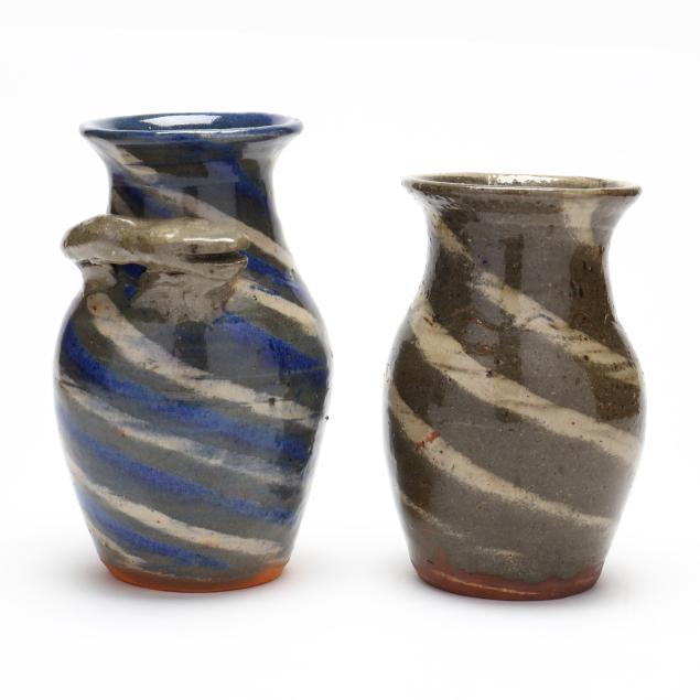 burlon-craig-vale-nc-1914-2002-two-swirlware-pottery-vases