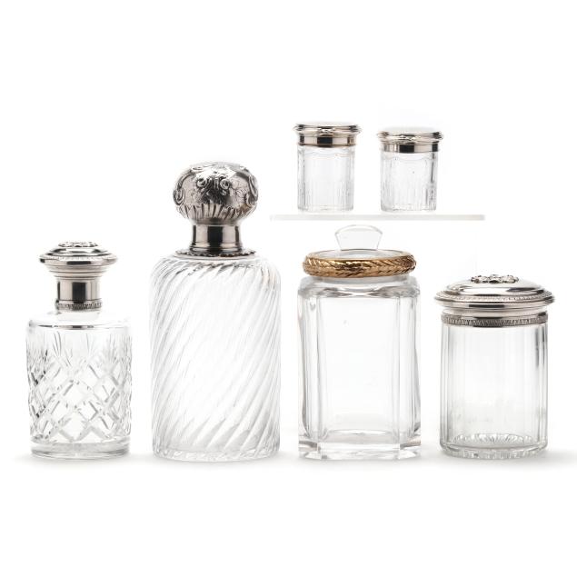 six-french-silver-mounted-glass-jars-and-bottles